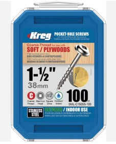 1 1/2 inch coarse thread pocket screws per 100