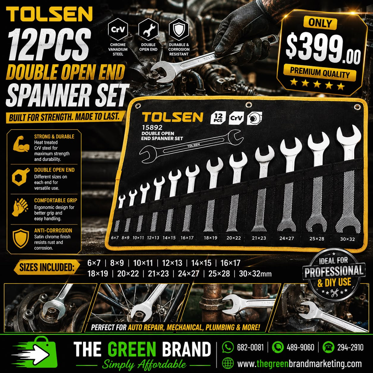 Tolsen 12 Pc spanner set 6— 22mm