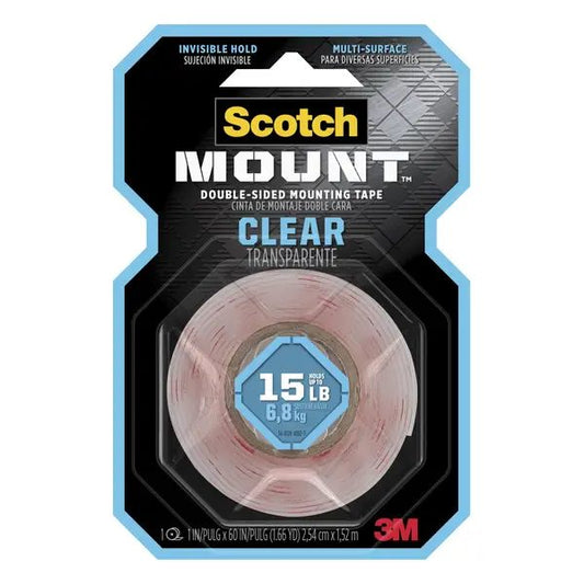 3M Clear Double-Sided Mounting Tape 1" x 60"