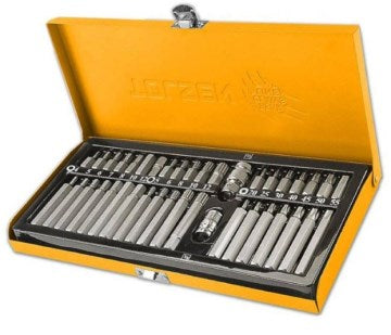 Tolsen Tools 40 pcs Socket Bits Set Torx Hex and Triple square spline(3/8 inch)