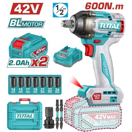 NEW!!! TOTAL 42V Li-Ion 600Nm Impact Wrench