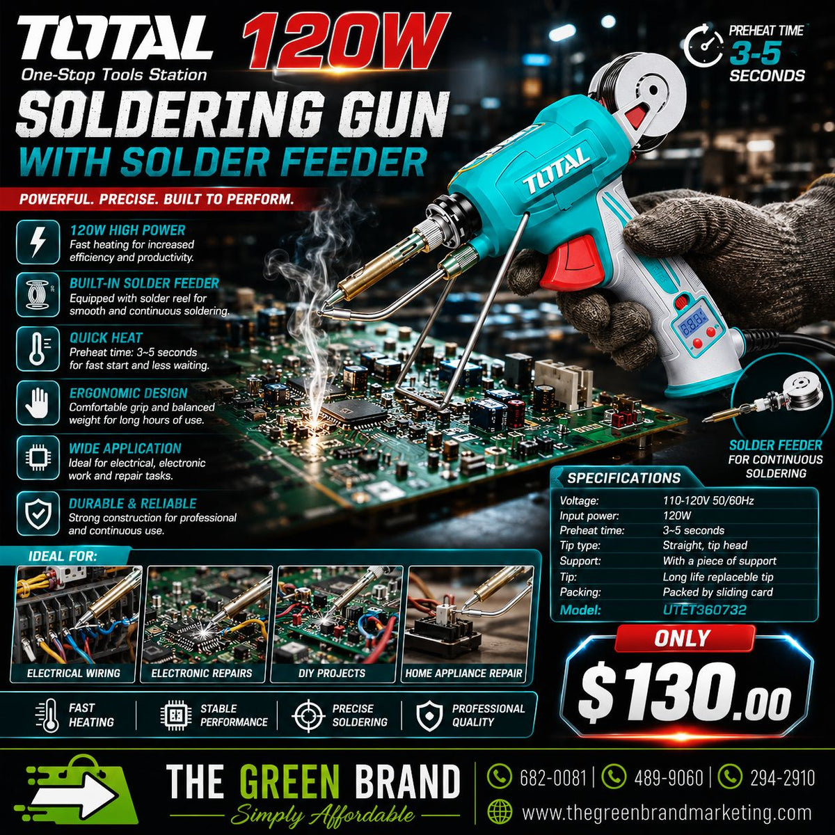 TOTAL 120W Digital Soldering Gun with Solder Feeder