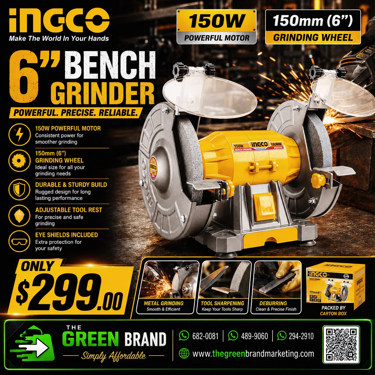 Ingco bench grinder 6"