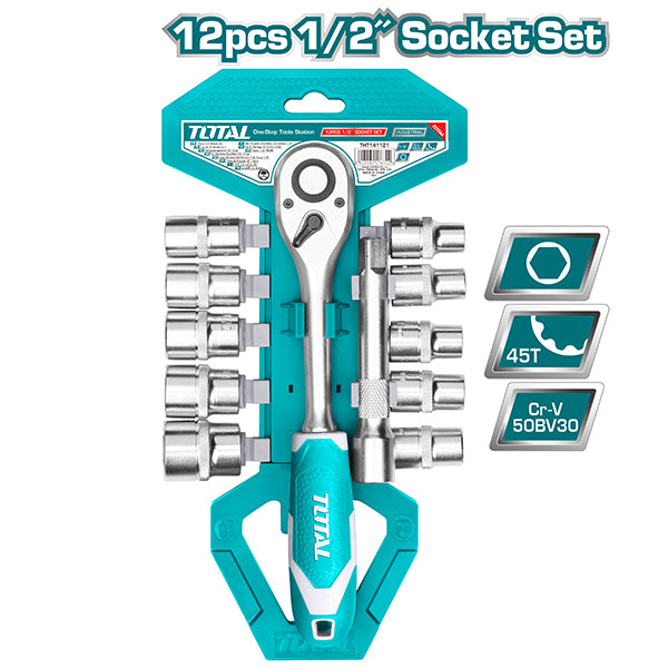 Total 12 Piece 1/2 inch socket set