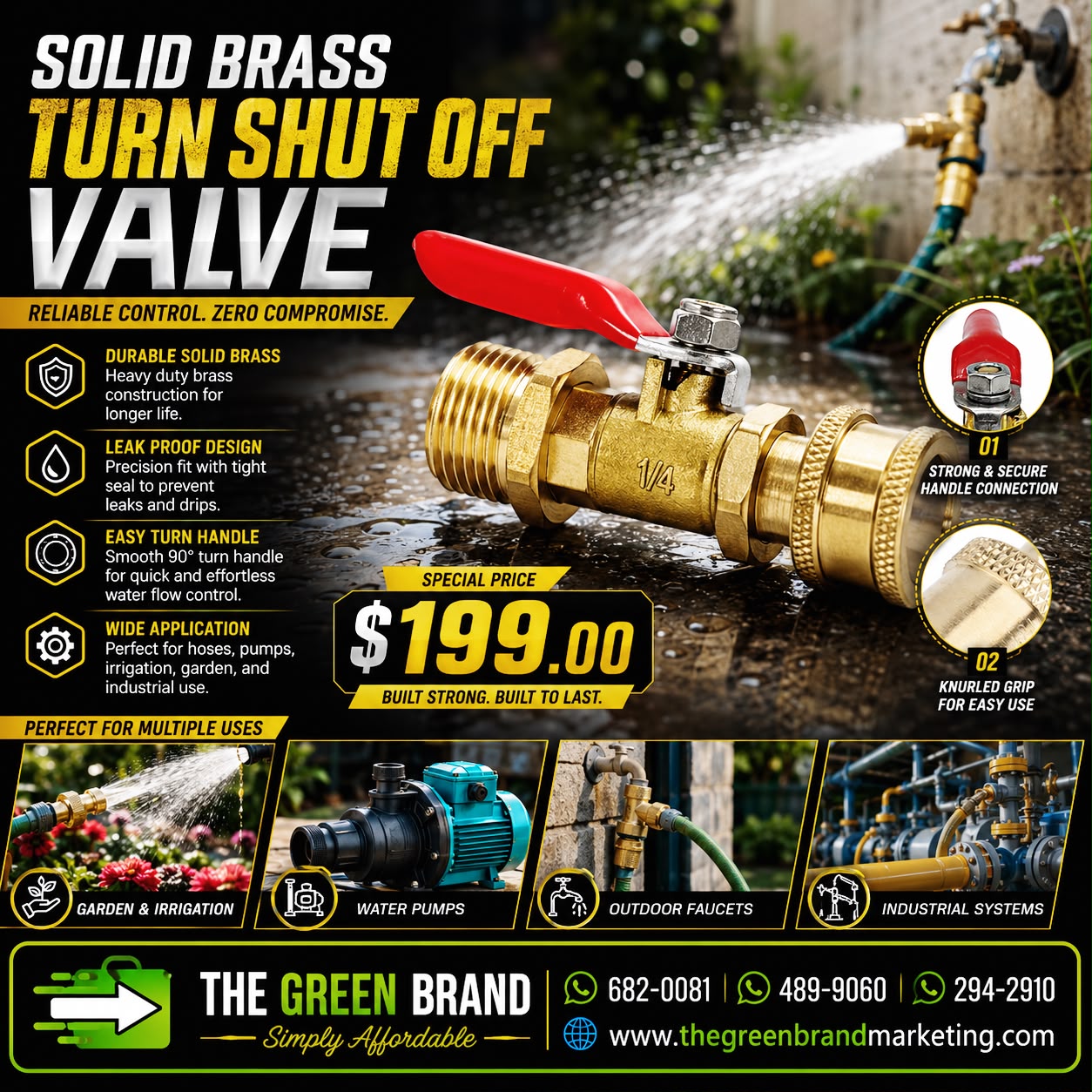 Brass Turn shut off valve 1/4"