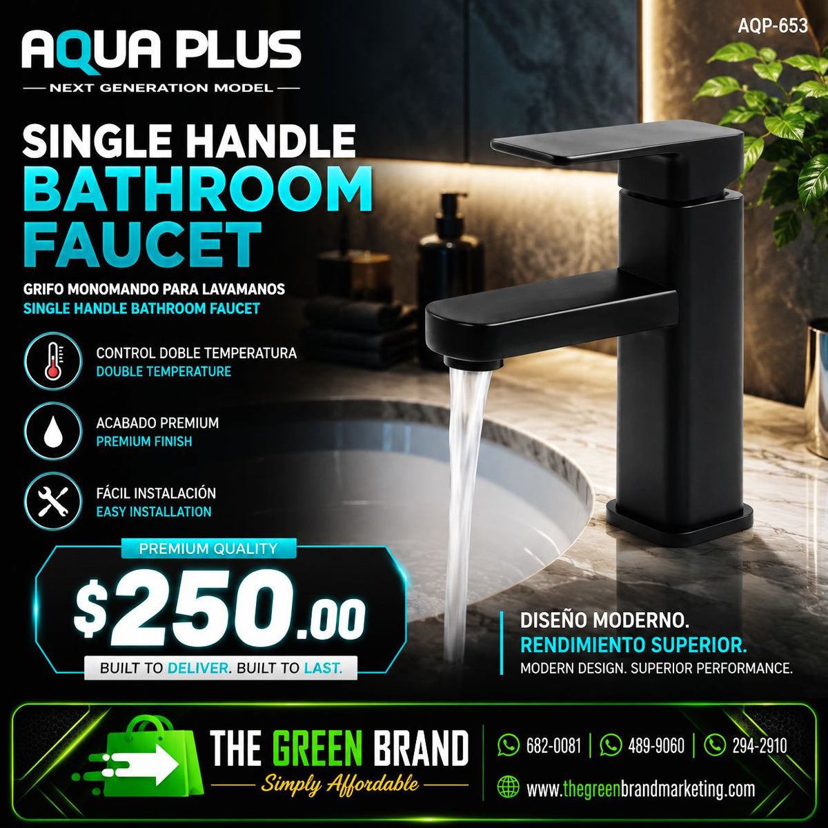 Aqua Plus Single Handle Bathroom Faucet