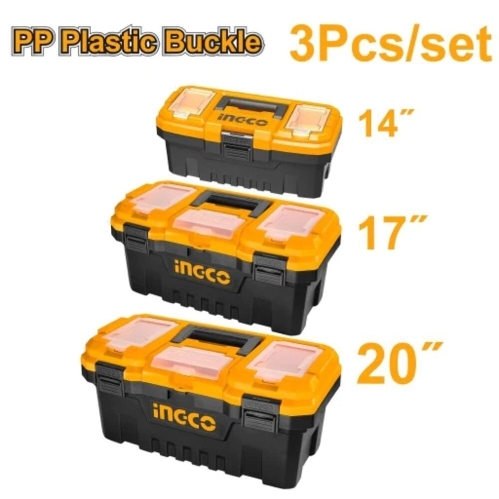 Ingco 3 Pcs Plastic Tool Box Organizer Case Set PBXK0301