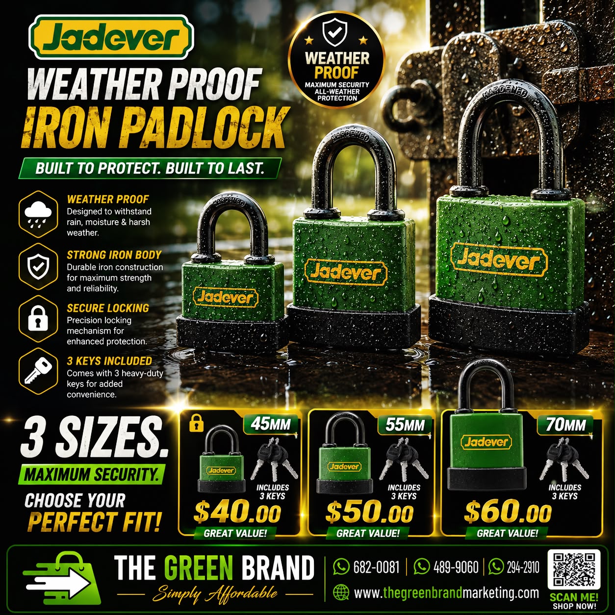 JADEVER WEATHERPROOF IRON PADLOCKS