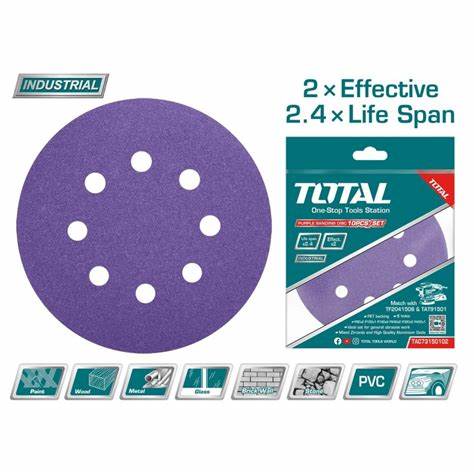Total 10 Piece 5 inch purple sanding paper set