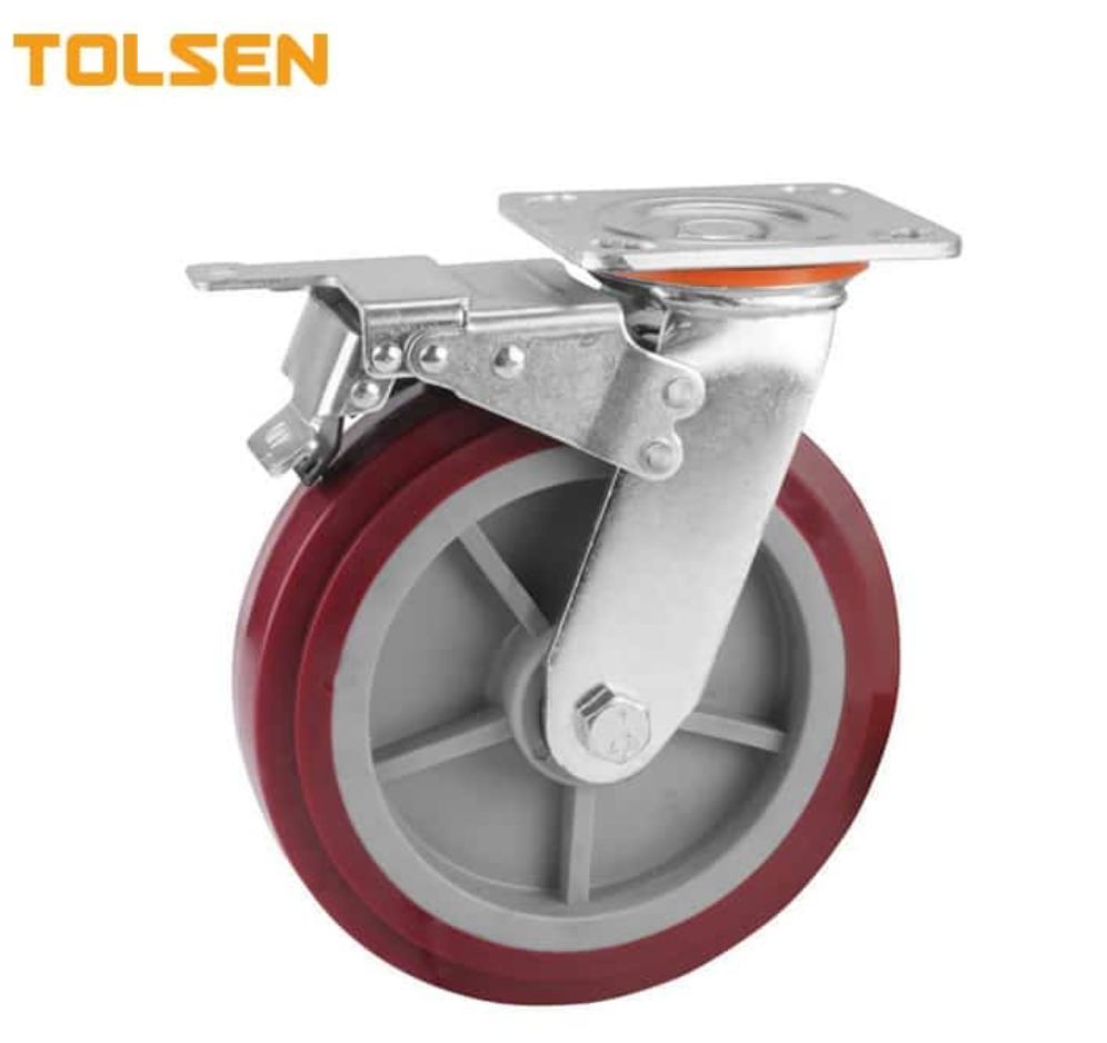 tolsen swivel caster with brake 6 inch pp+pu