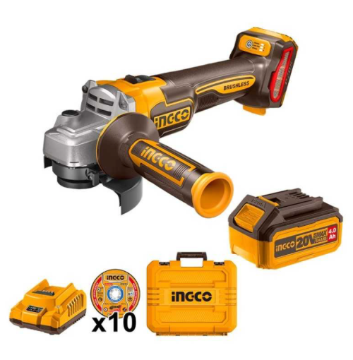 Ingco cordless angle grinder with 1 x 4ah battery