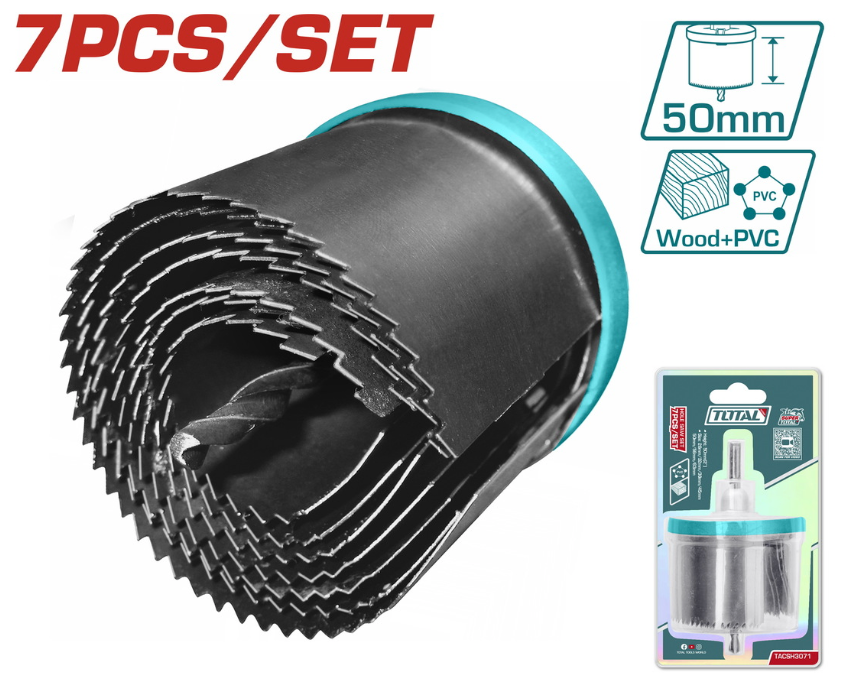 Total 7pc sleeve wood hole saw