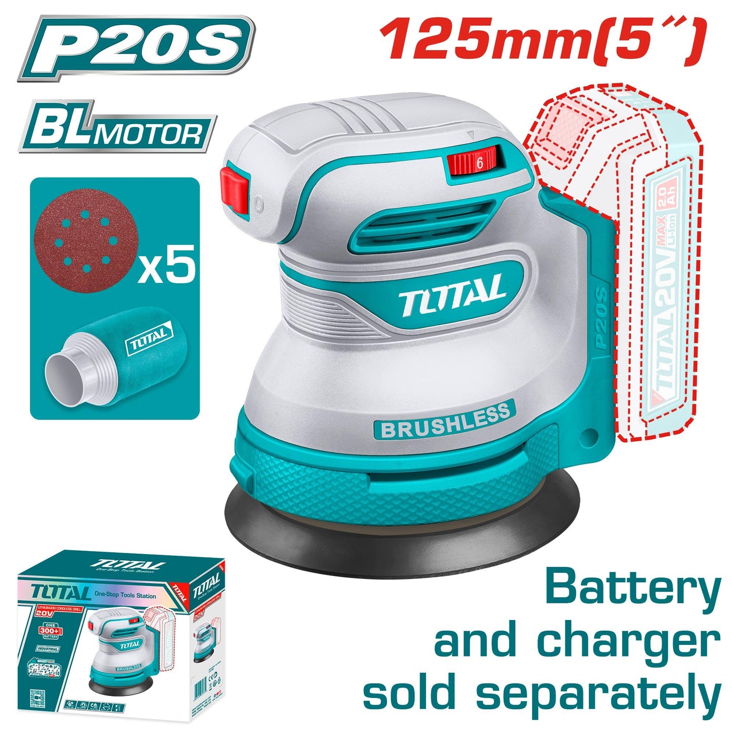 total cordless 20v rotary sander