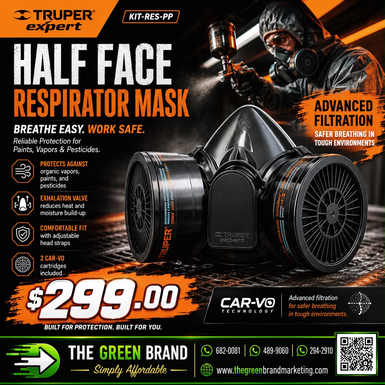 Truper half face respirator kit