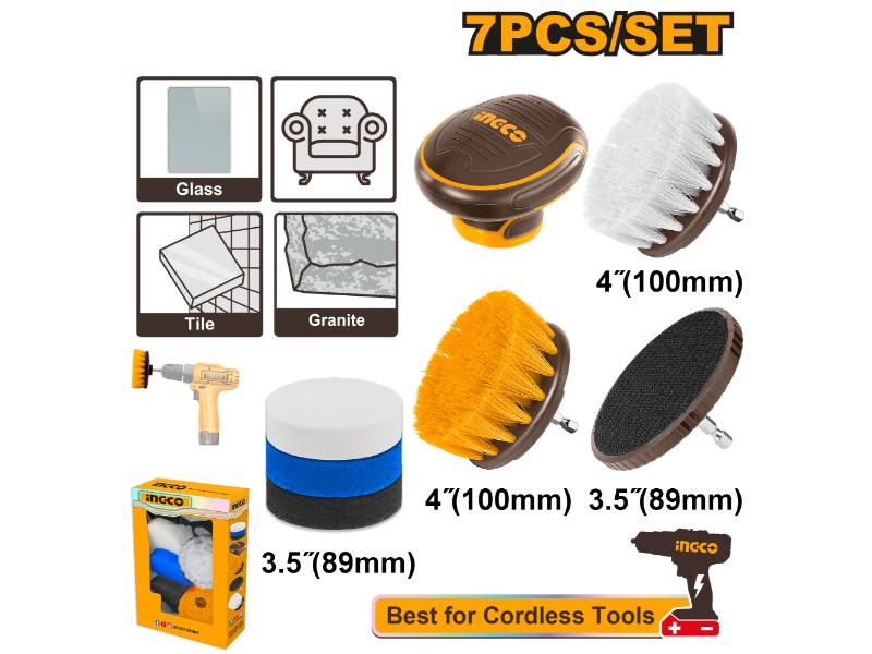Ingco 7pc cleaning brush set