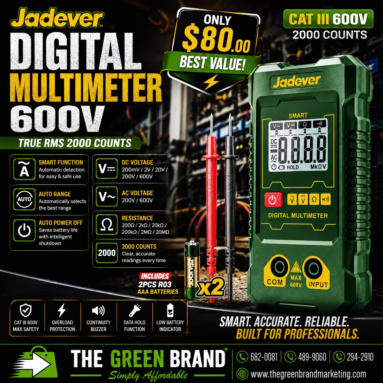 Jadever Digital multimeter Cat III 600V