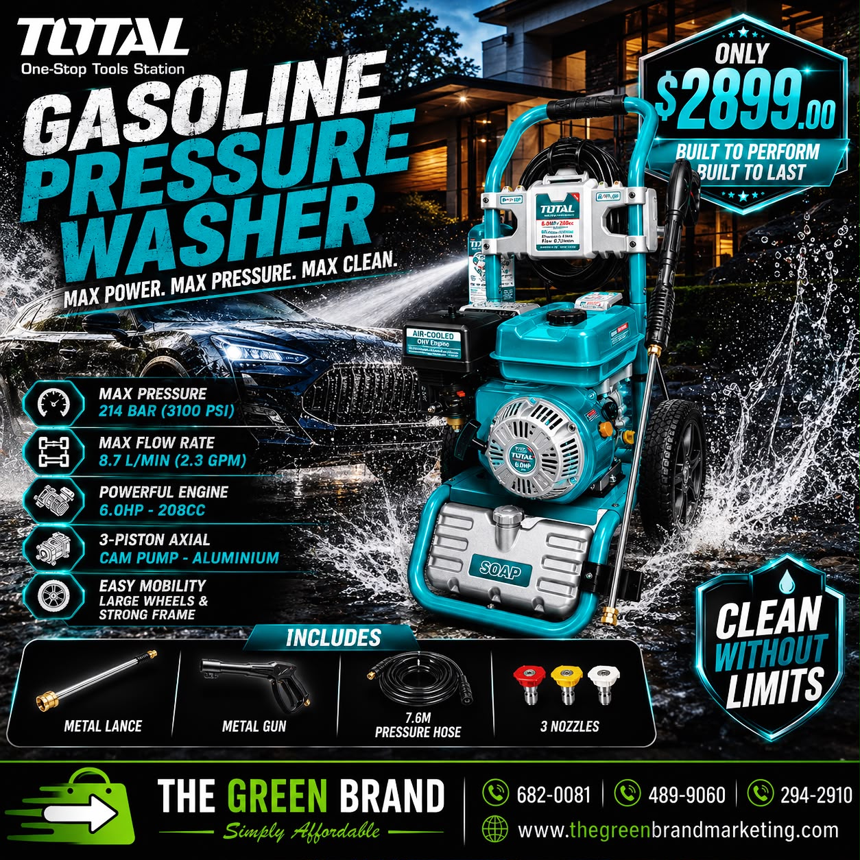 Total 3100 PSI gasoline pressure washer