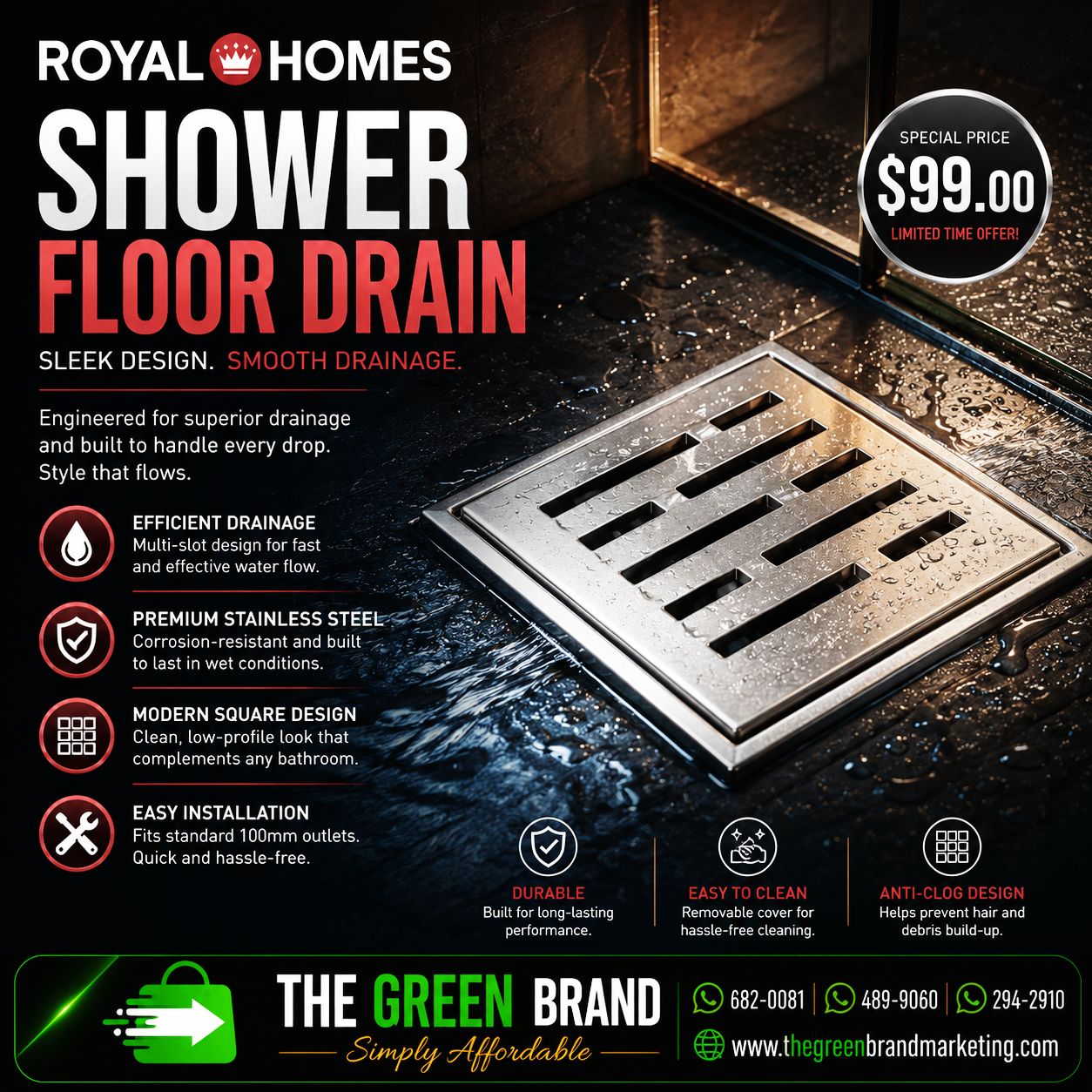 Royal Homes Shower Floor Drain