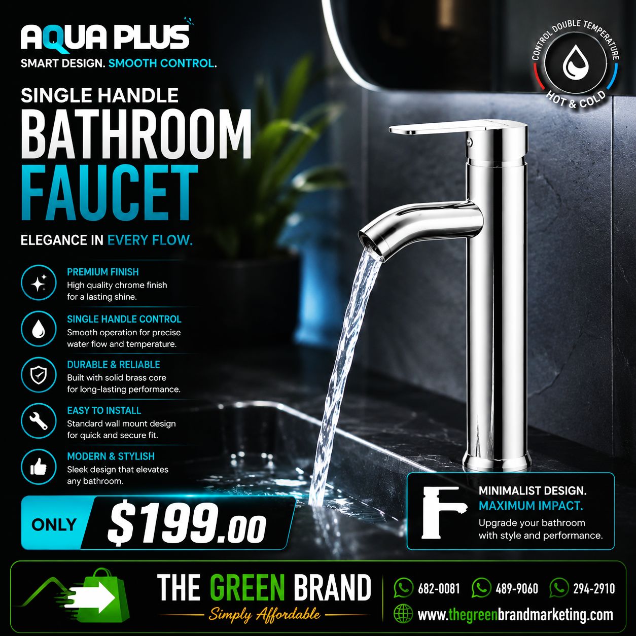 Aqua Plus Single Handle Bathroom Faucet