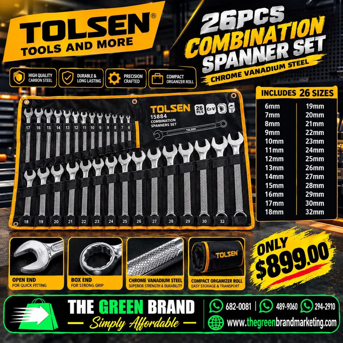 Tolsen 26 pieces combination spanner set