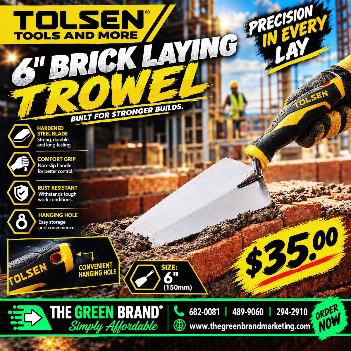 TOLSEN BRICKLAYING TROWEL 6 INCH