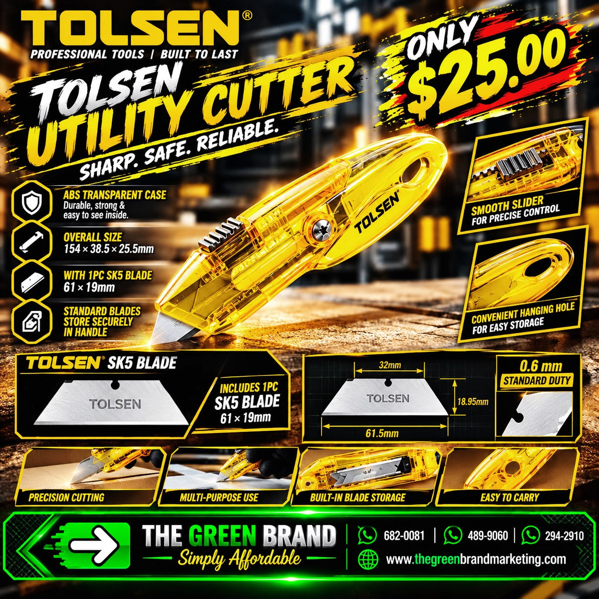 Tolsen utility knife transparent
