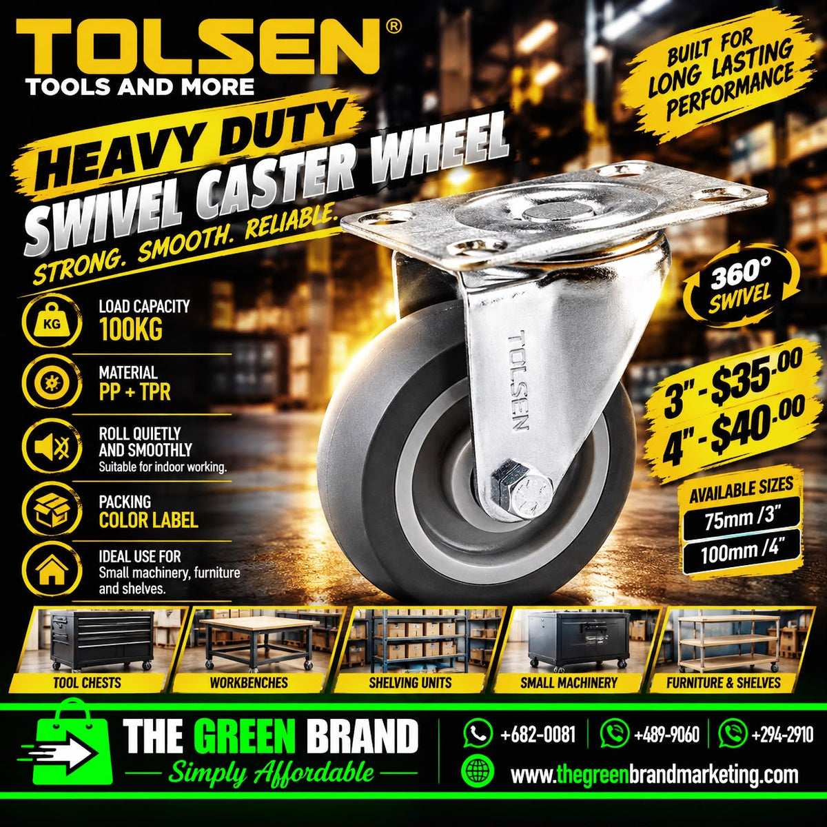 INCH HEAVY DUTY SWIVEL CASTER