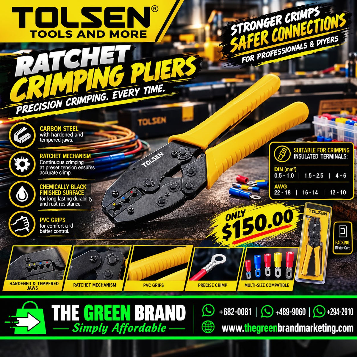 Tolsen RATCHET CRIMPING PLIERS
