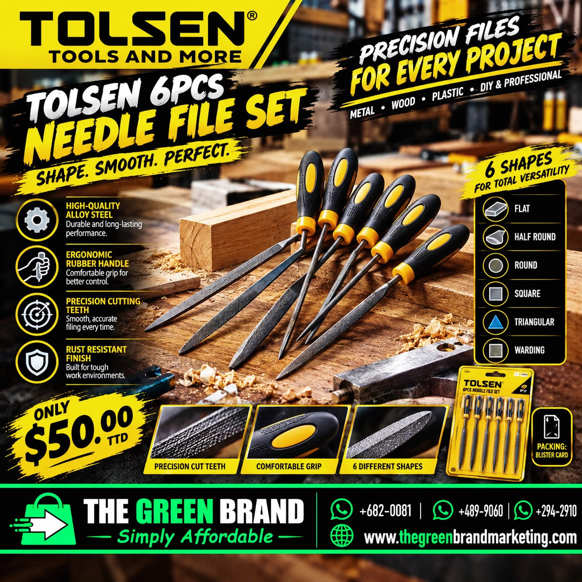 TOLSEN 6PCS NEEDLE FILES SET
