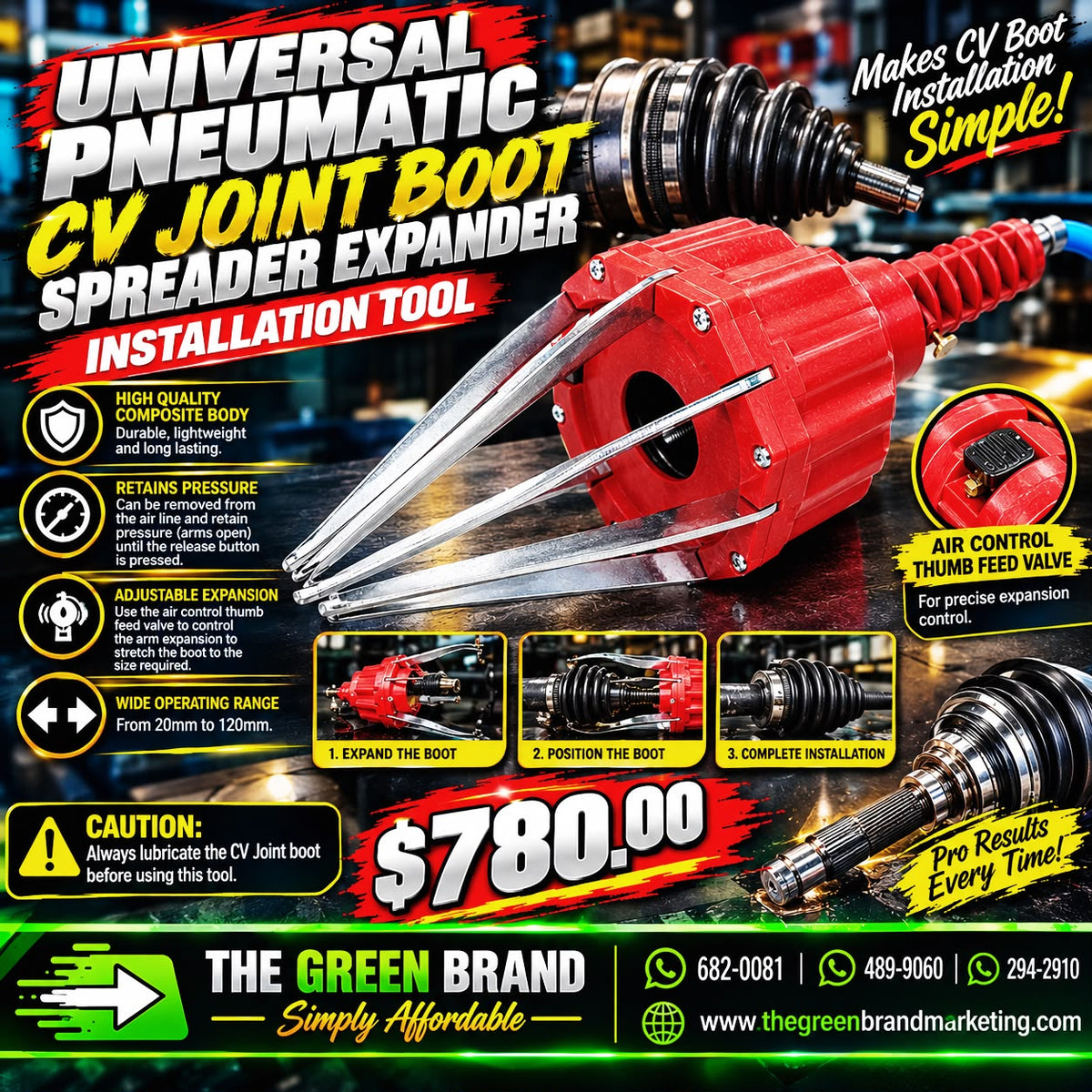 Universal Pneumatic CV Joint Boot Spreader Expander Installation Tool