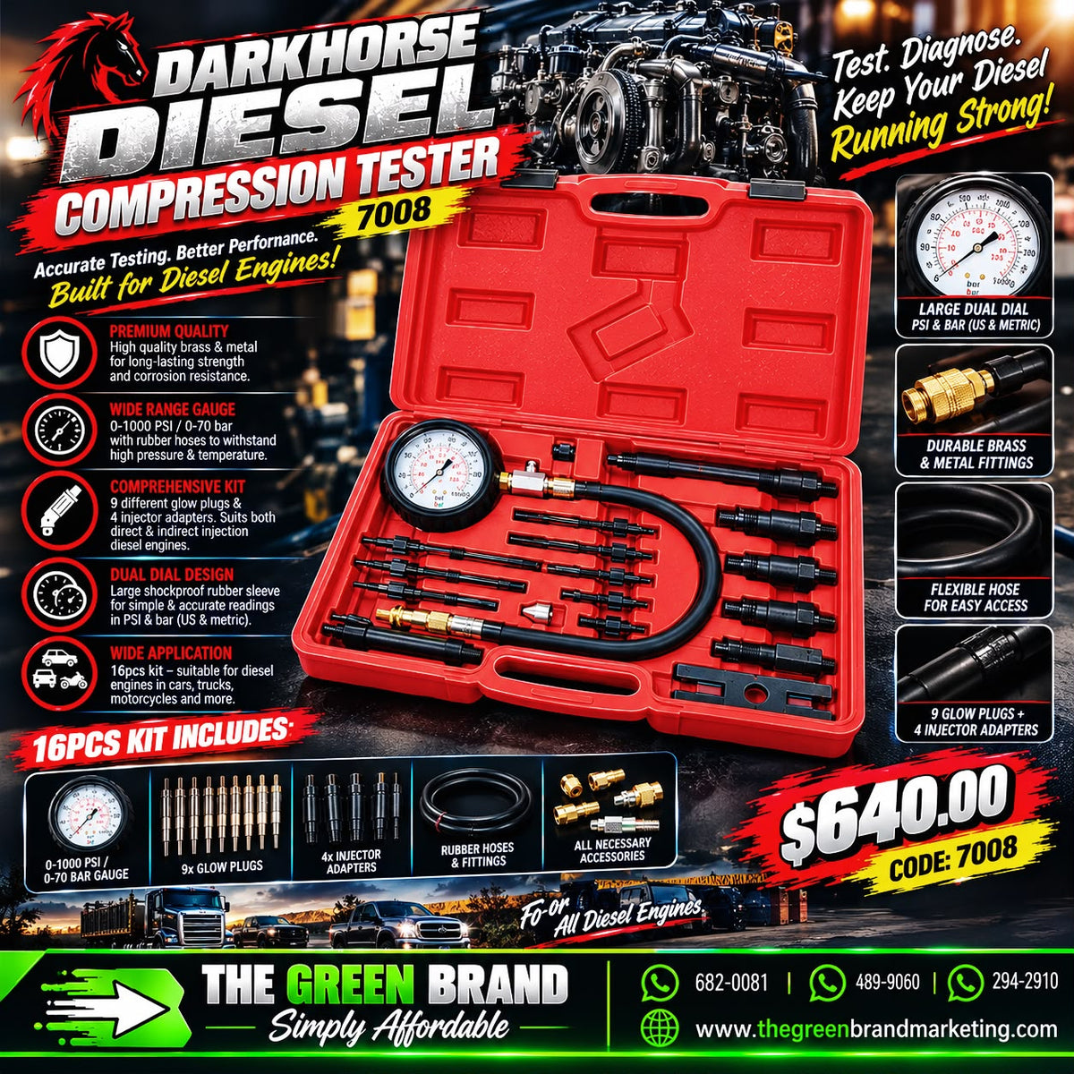 7008-DarkHorse Diesel Compression Tester