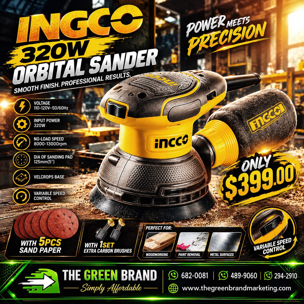 Ingco 320W Orbital Sander