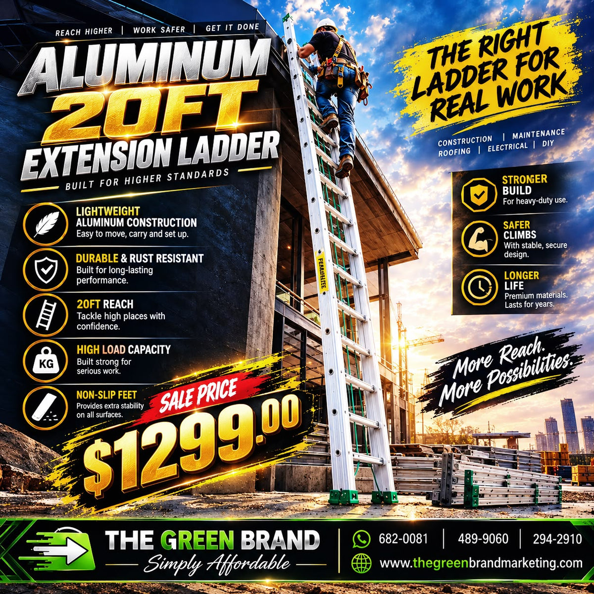 Aluminum 20FT Extension Ladder