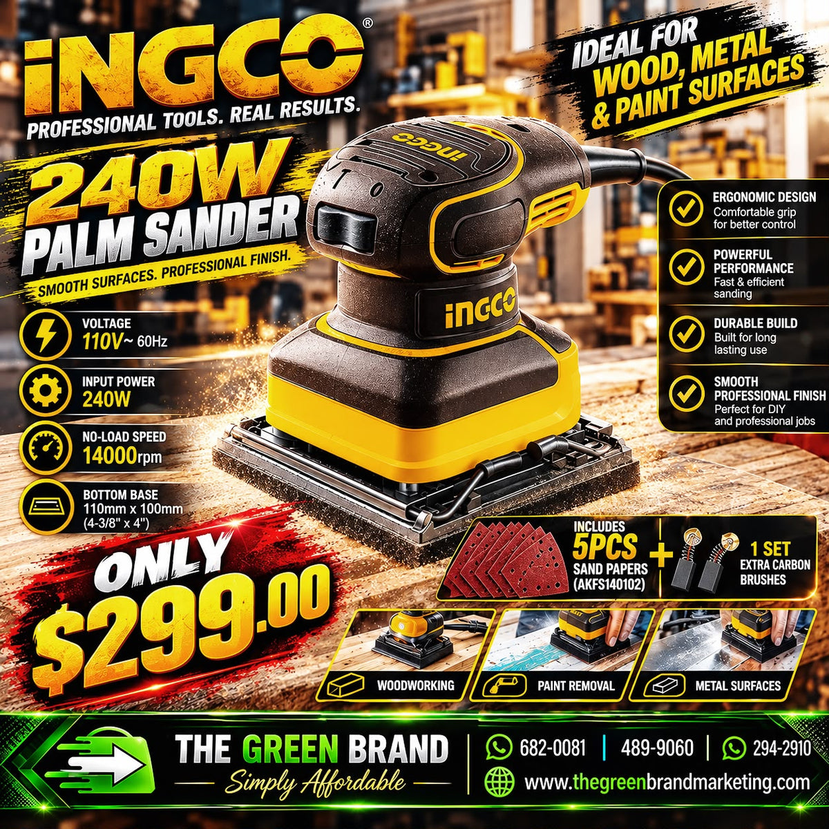 Ingco 240W Palm Sander