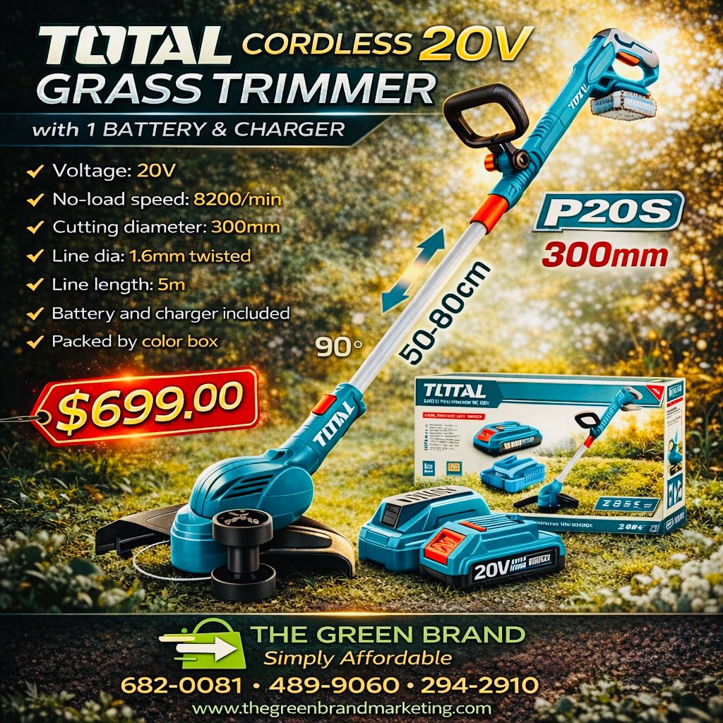 Total cordless 20V grass trimmer with 1 battery and charger