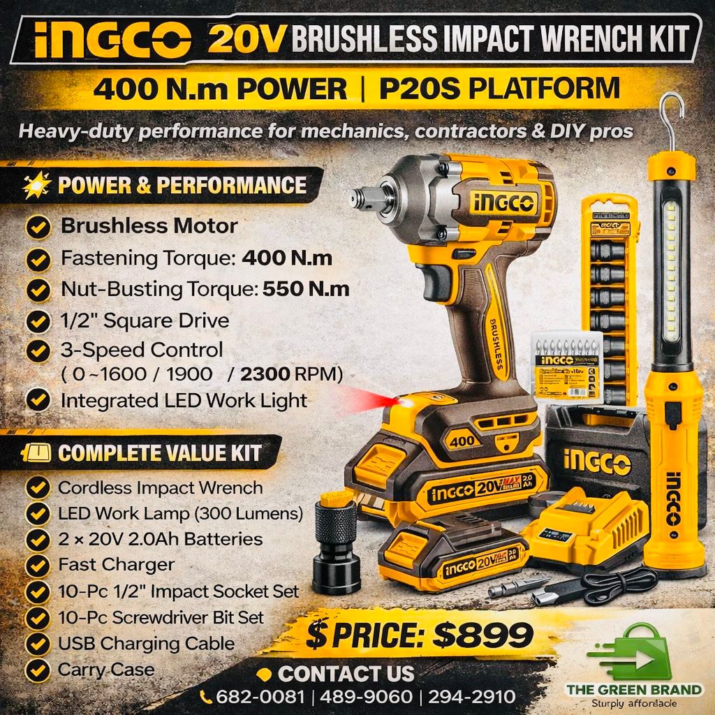Ingco 400nm impact wrench combo 2 pc kit