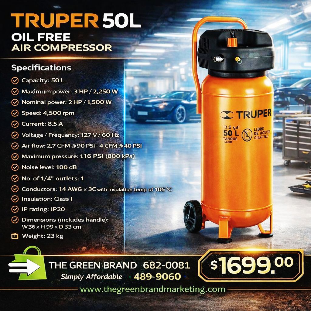 Truper 50L oil free air compressor