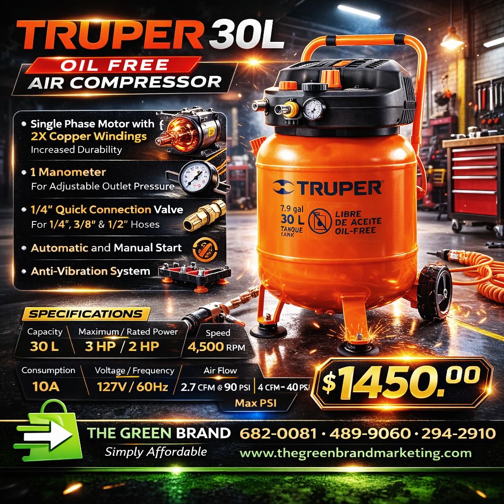 Truper 30L oil free air compressor