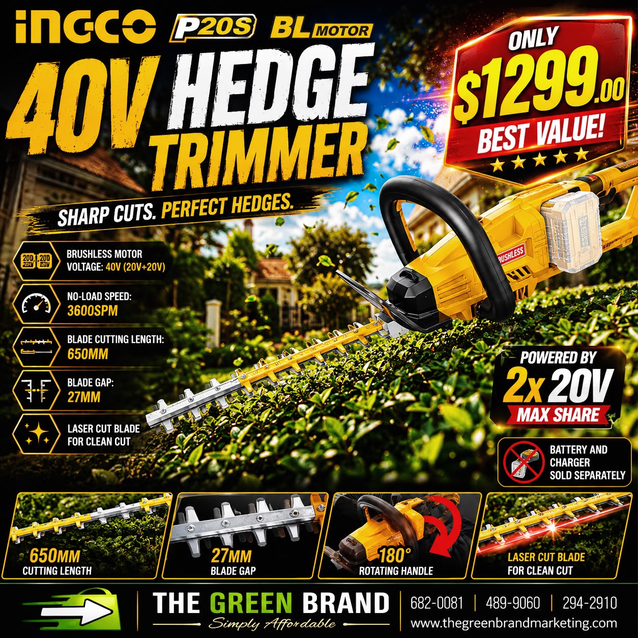 Ingco 40V hedge trimmer (TOOL ALONE)