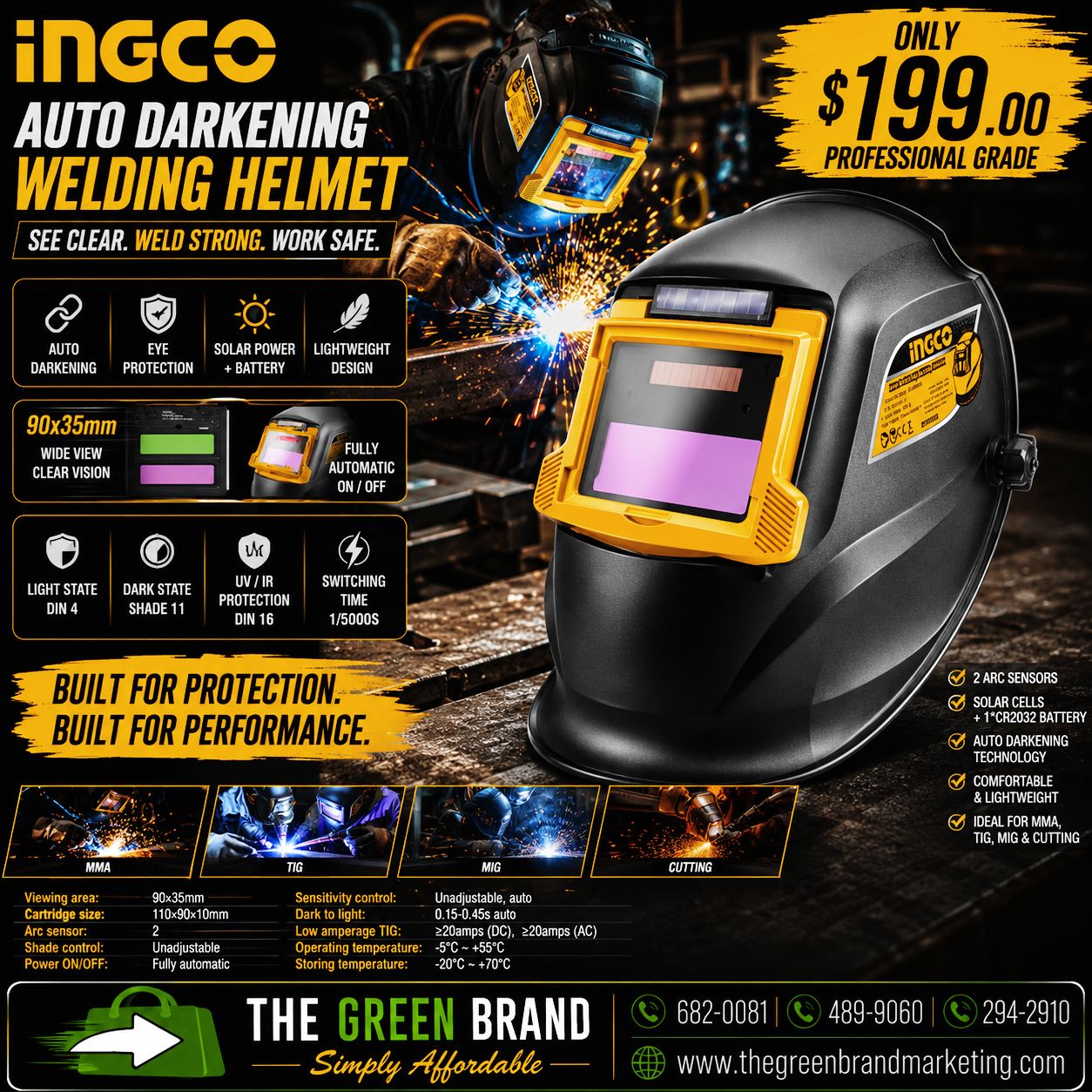 INGCO Auto-darkening welding helmet