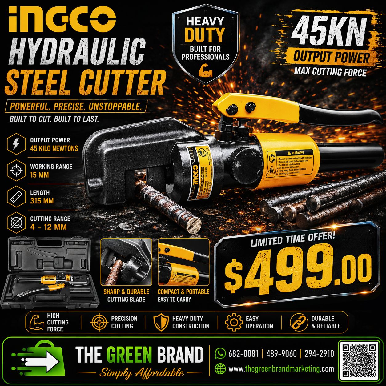 Ingco 4-12 mm Cutting Range Hydraulic Steel Cutter (HHSC0112)