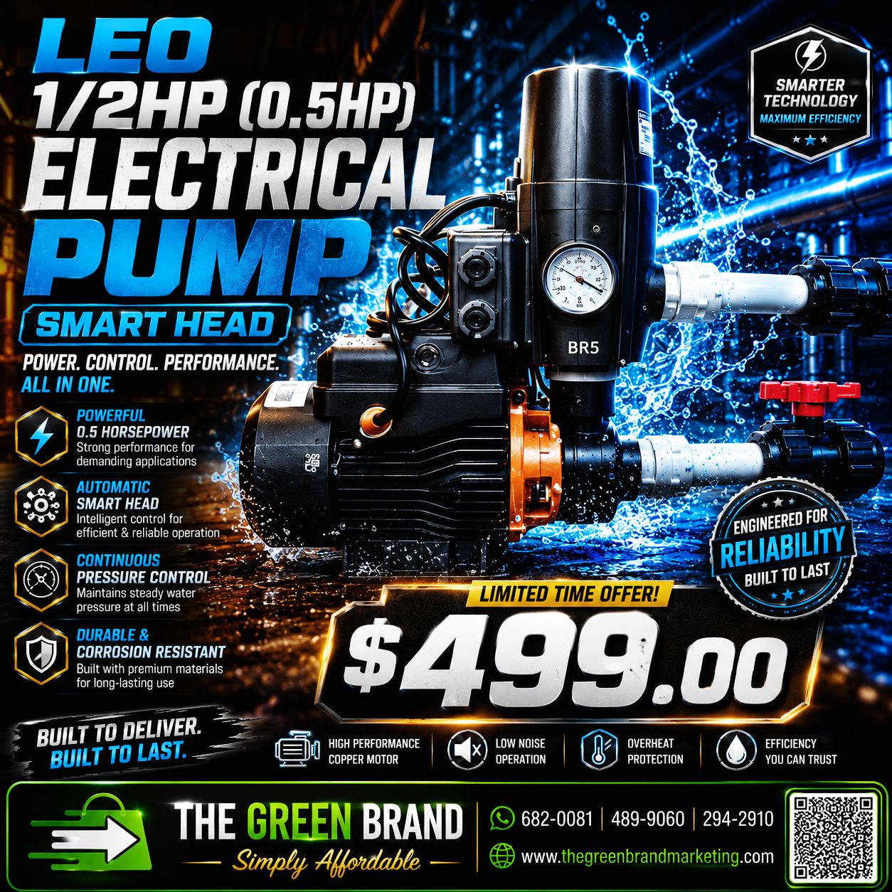 Leo .5hp electrical pump and smart head