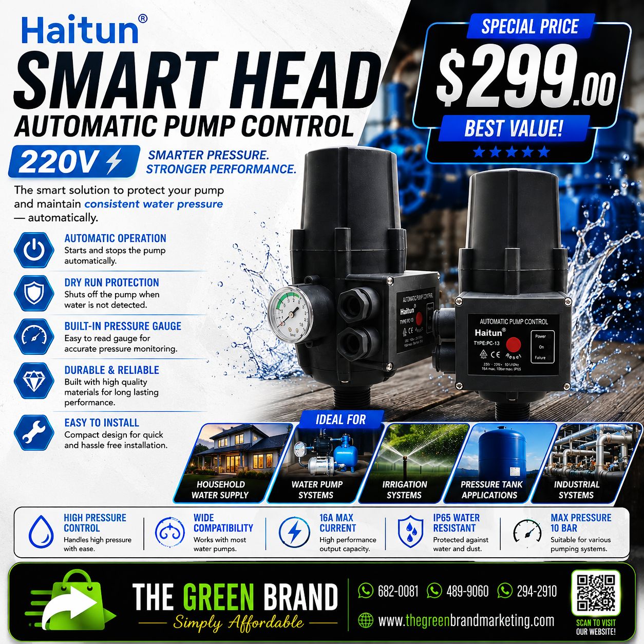 Haitun hydrostat 220v smart head