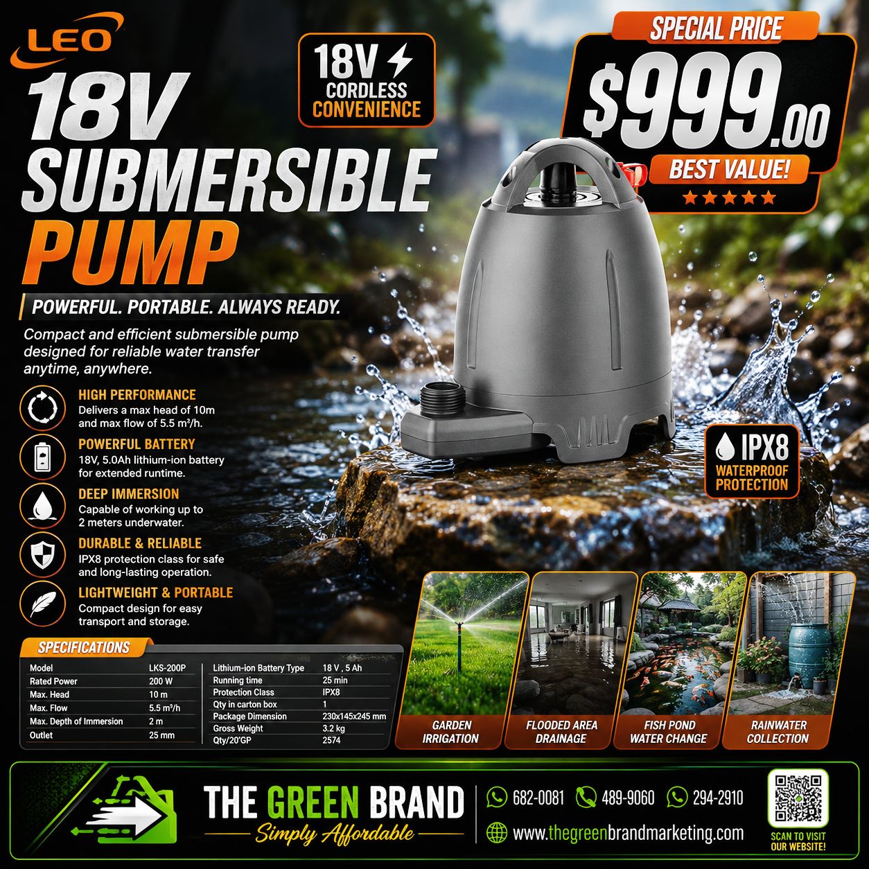 Leo 18v cordless submersible lks200p