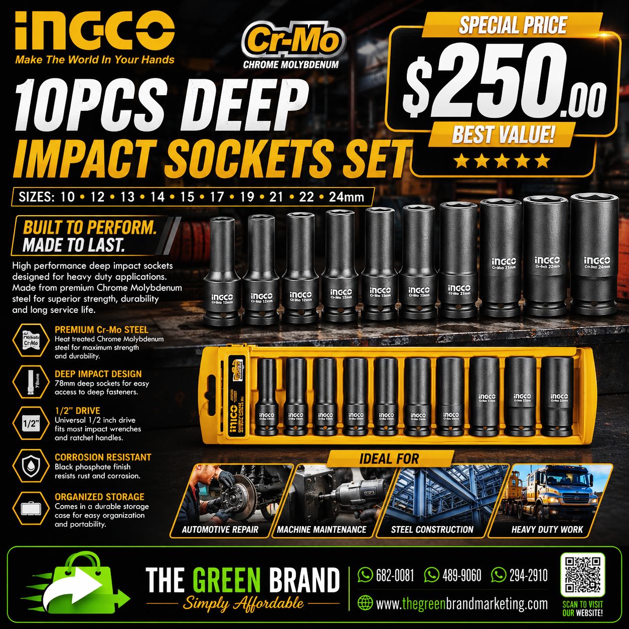 Ingco deep impact socket set