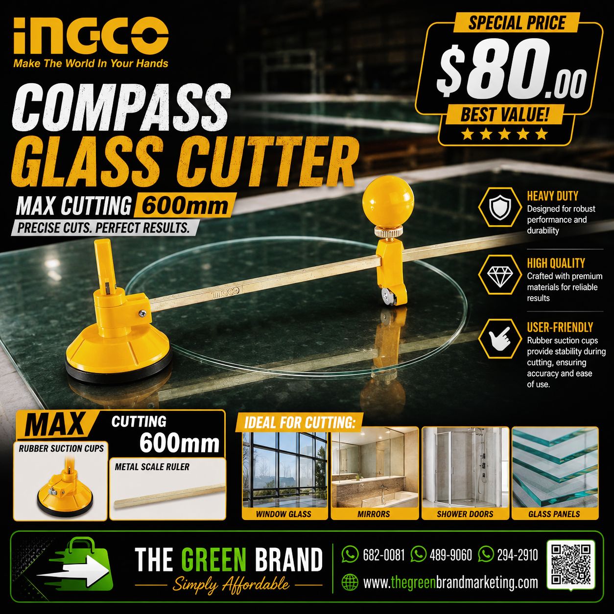 Ingco hgct16001 compasses glass cutter