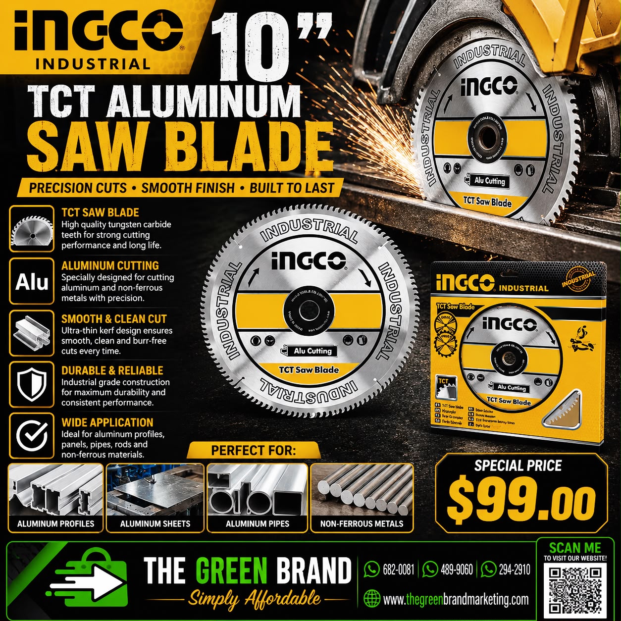 Ingco 10 Inch TCT Saw Blade for Aluminum