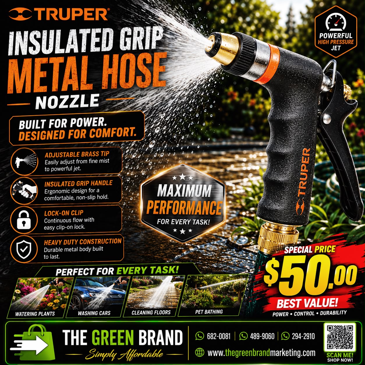 Truper insulated grip metal pistol nozzle