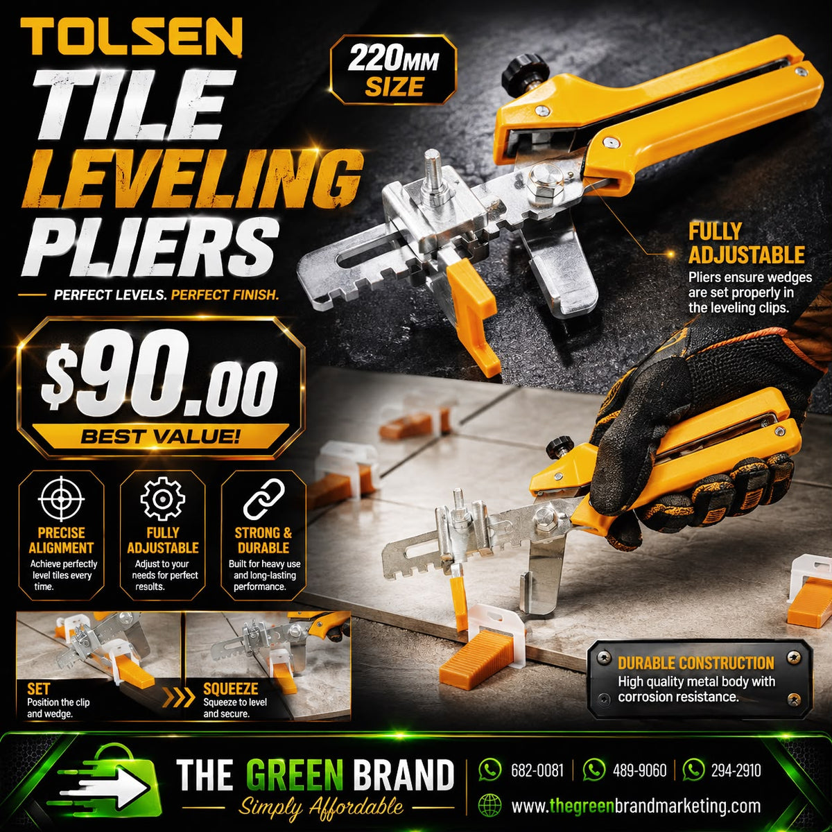 TOLSEN TILE LEVELING PLIERS 200MM