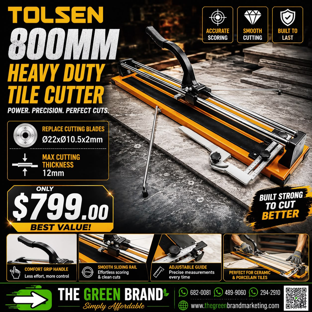 TOLSEN 800MM HEAVY DUTY TILE CUTTER (INDUSTRIAL)